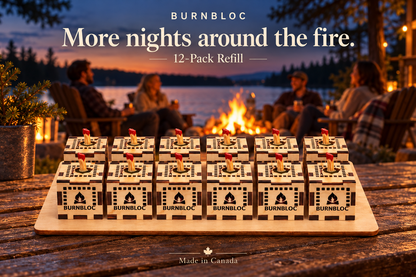 BurnBloc 12-Pack Refill of Canadian-made beeswax and Baltic birch fire starters