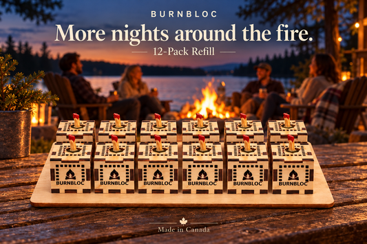 BurnBloc 12-Pack Refill of Canadian-made beeswax and Baltic birch fire starters
